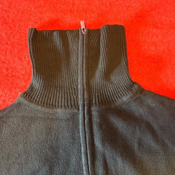 Green ribbed zip-collar sweater NWT - Picture 6 of 8